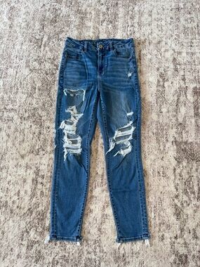 American Eagle Outfitters Women's Ripped Skinny Jeans - Dark Blue
